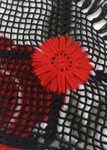 Renkli Dantel Detaylı Örgü Bohem Kadın Şal - Görsel 4