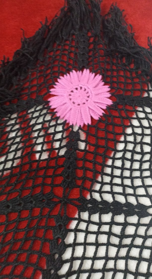 Renkli Dantel Detaylı Örgü Bohem Kadın Şal - Görsel 5