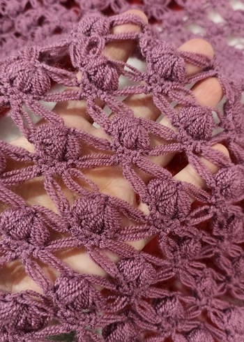 Bordo Dantel Detaylı Kadın Triko Şal - Görsel 5