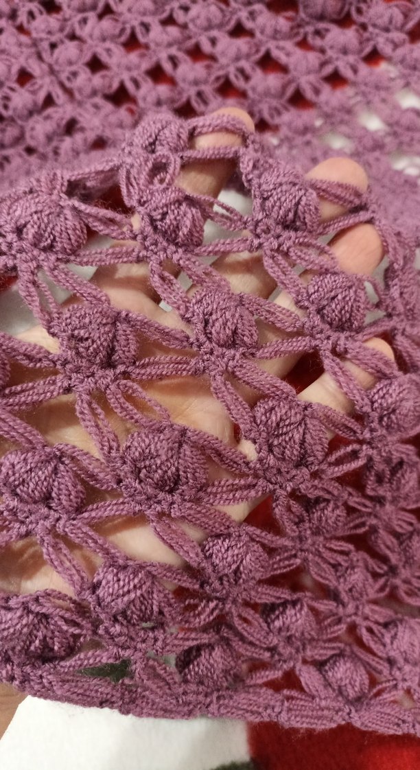 Bordo Dantel Detaylı Kadın Triko Şal - Görsel 5