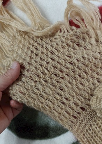 Bej Örgü Kadın Şal - Görsel 3