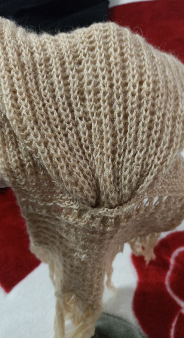 Bej Örgü Kadın Şal - Görsel 2