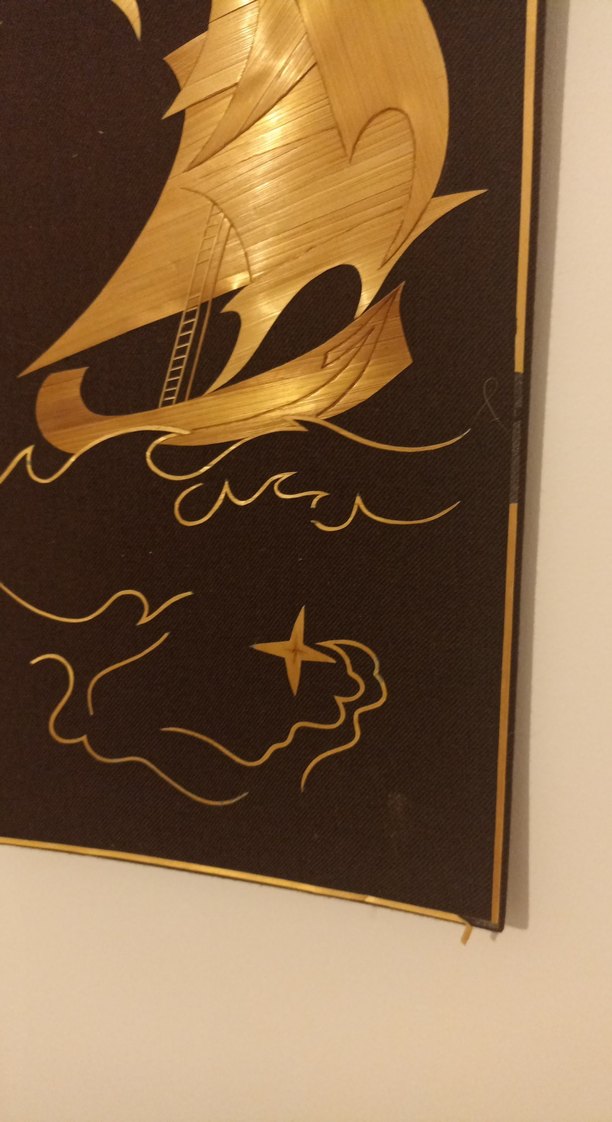 Altın Varaklı Yelkenli Gemili Sanat Tablosu vintage - Görsel 4