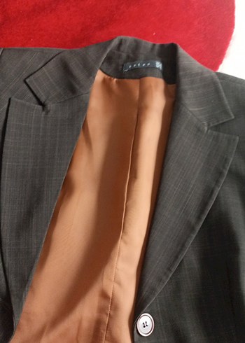 Düğmeli Kahverengi Keten Kadın Blazer Ceket - Görsel 10