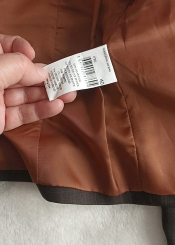 Düğmeli Kahverengi Keten Kadın Blazer Ceket - Görsel 5