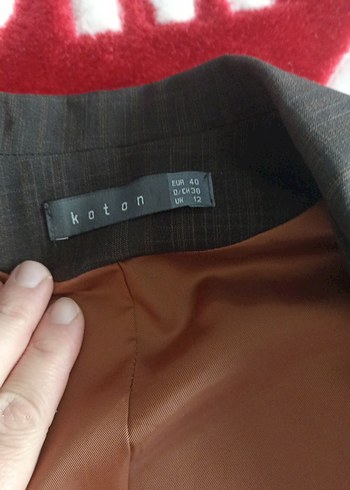 Düğmeli Kahverengi Keten Kadın Blazer Ceket - Görsel 4