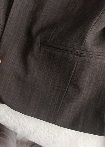 Düğmeli Kahverengi Keten Kadın Blazer Ceket - Görsel 7