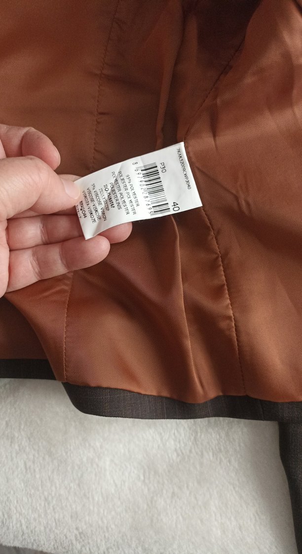 Düğmeli Kahverengi Keten Kadın Blazer Ceket - Görsel 5