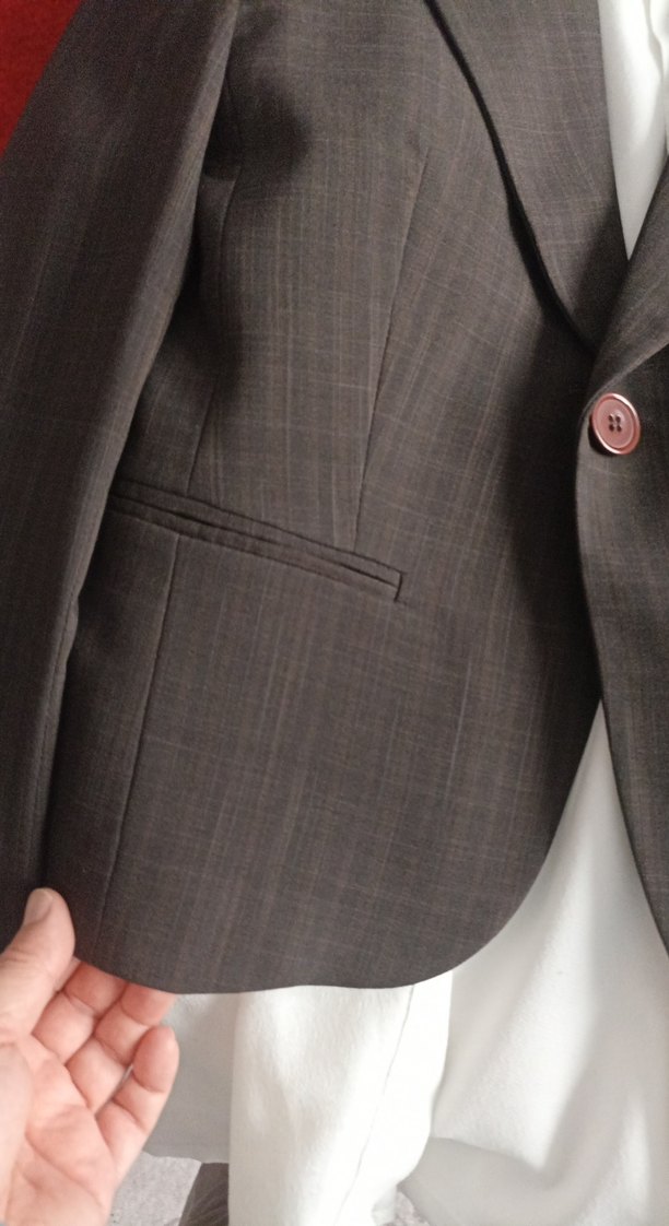 Düğmeli Kahverengi Keten Kadın Blazer Ceket - Görsel 2