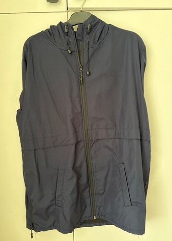 Erkek Mavi Fermuarlı Midi Yağmurluk - Görsel 2