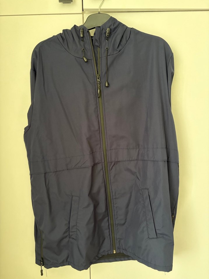 Erkek Mavi Fermuarlı Midi Yağmurluk - Görsel 2