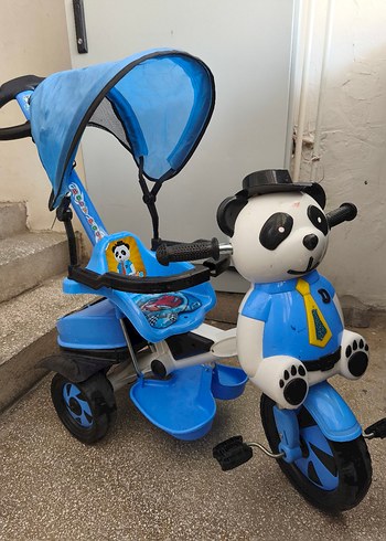 Beden Renkli Mavi Panda Desenli Çocuk Üç Tekerlekli Bisiklet