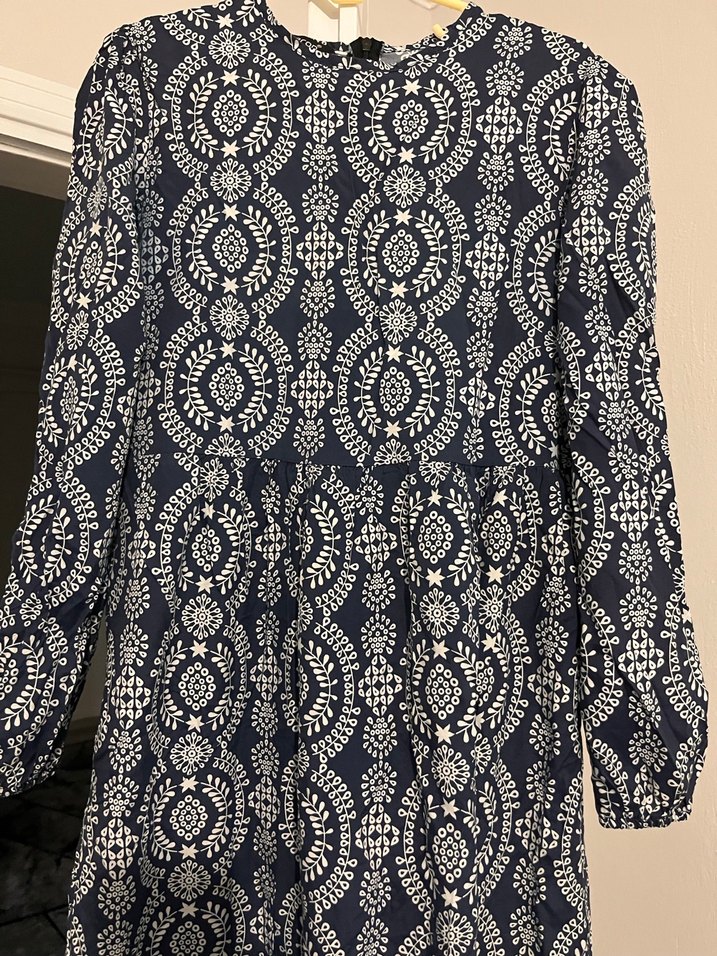 Lacivert Bohem Uzun Kollu Uzun Elbise - Görsel 2