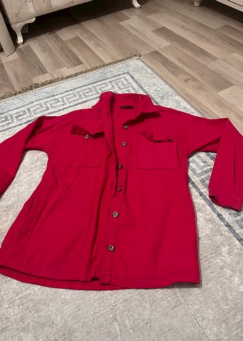 Düğmeli Kırmızı Kadın ceket - Görsel 2