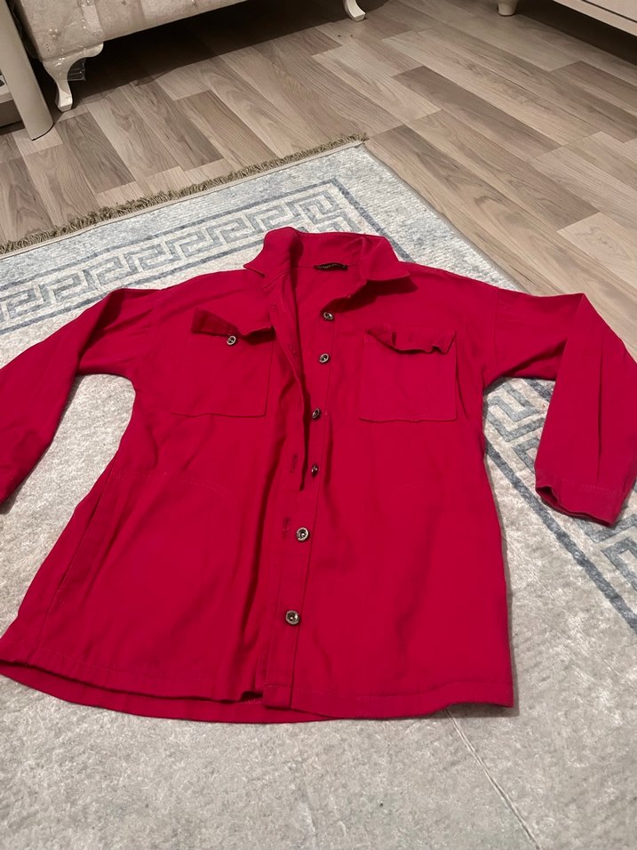 Düğmeli Kırmızı Kadın ceket - Görsel 2