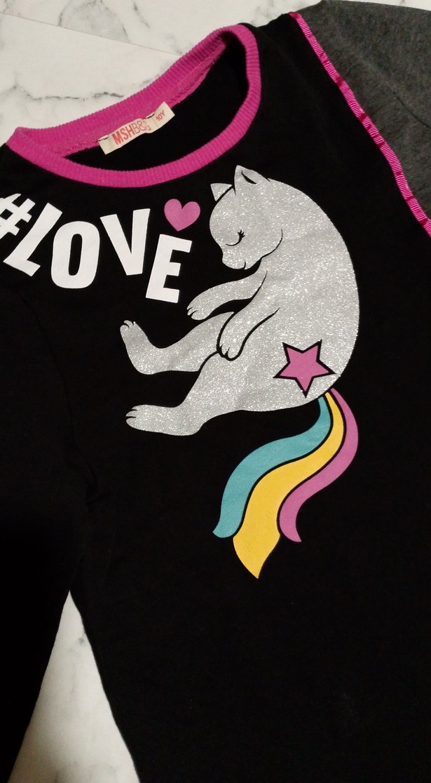 Kız Çocuk Siyah Renkli Baskılı Sweatshirt - Görsel 3