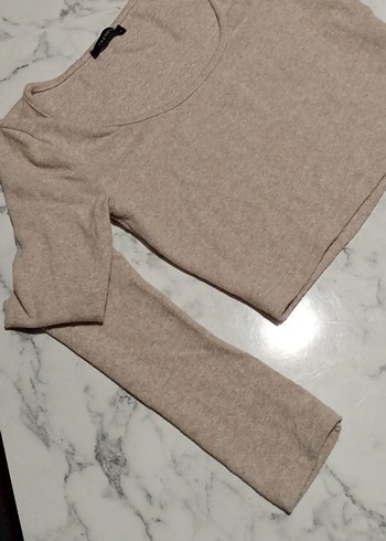 Bej Uzun Kollu Kadın Triko - Görsel 2