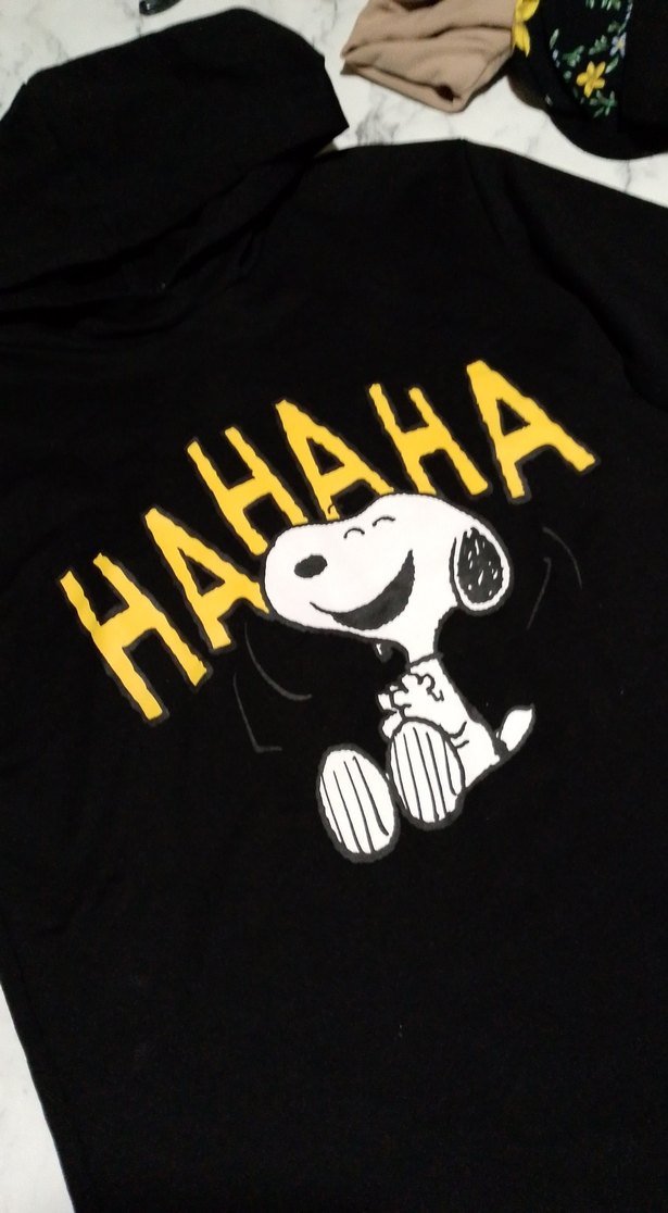 Baskılı Siyah Pamuklu tişört - Görsel 2