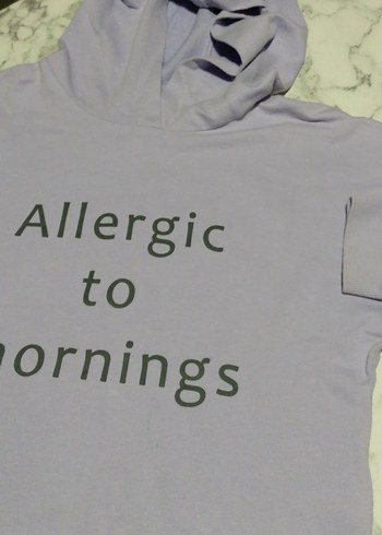 Gri Kapüşonlu Hamile Uzun Kollu Tişört - Görsel 2