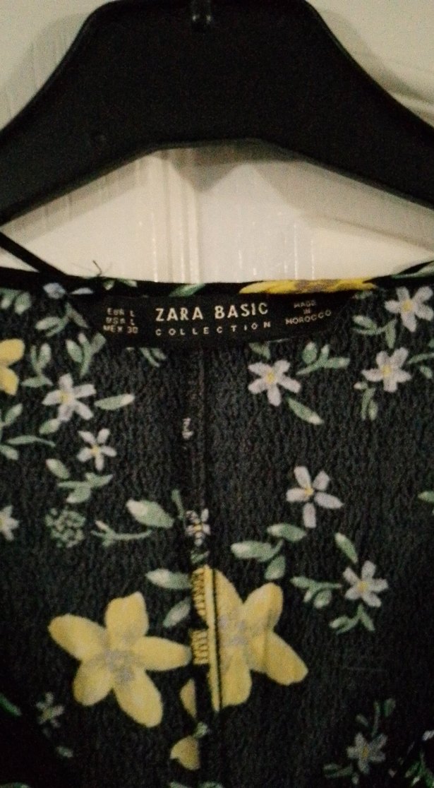 Sarı Çiçek Desenli V Yaka Midi Elbise - Görsel 2