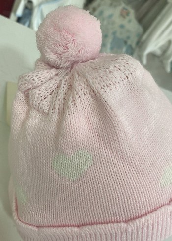 Pembe Örgü Bebek Bere/şapka - Görsel 2