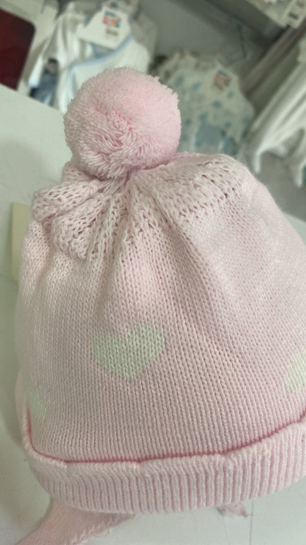 Pembe Örgü Bebek Bere/şapka - Görsel 2