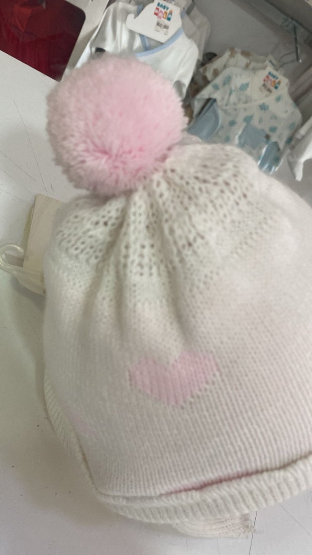 Pembe Örgü Bebek Bere/şapka - Görsel 4