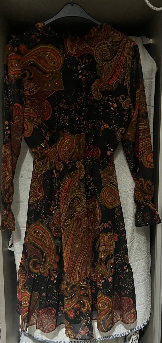 Uzun Kol Bohem Desenli Renkli Kadın Elbise - Görsel 3