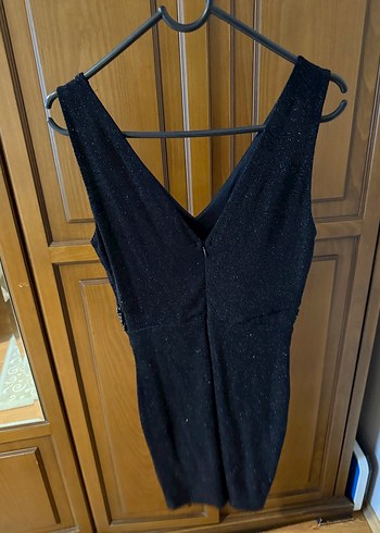 Siyah Drapeli V Yaka Midi Elbise / Koton Partywear - Görsel 2