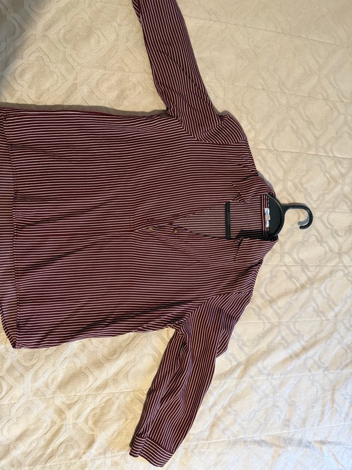 MAVİ Bordo Çizgili Uzun Kollu Kadın Gömlek - Görsel 3