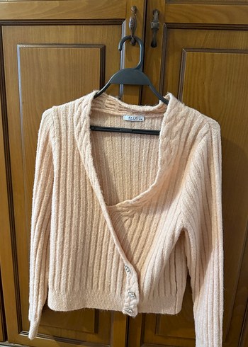 Açık Pembe V Yaka Örgü Kadın Hırka - Görsel 3