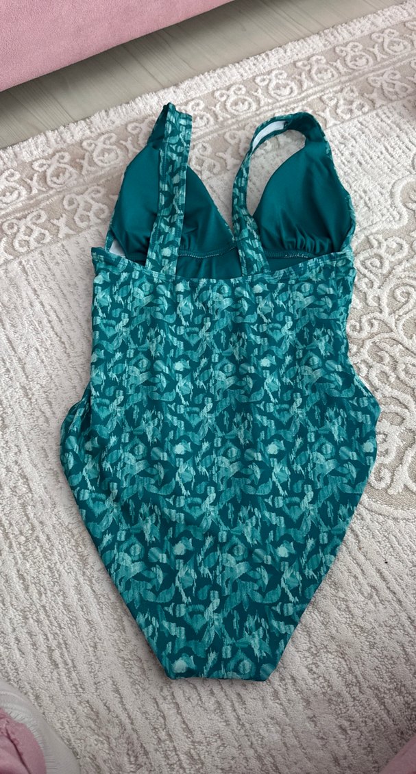 Dantel Detaylı Turkuaz Kadın Mayo - Görsel 2