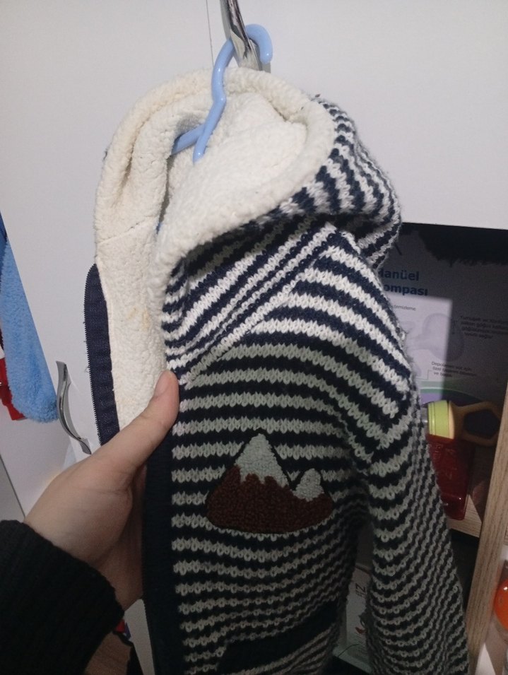 CİVİL Gri Nakış Detaylı Erkek Çocuk polarlı Ceket - Görsel 3