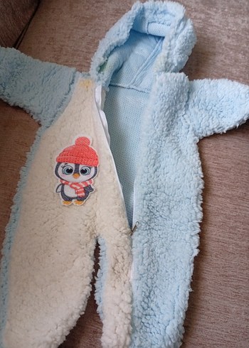 Kapüşonlu Mavi Bebek Tulum - Görsel 2