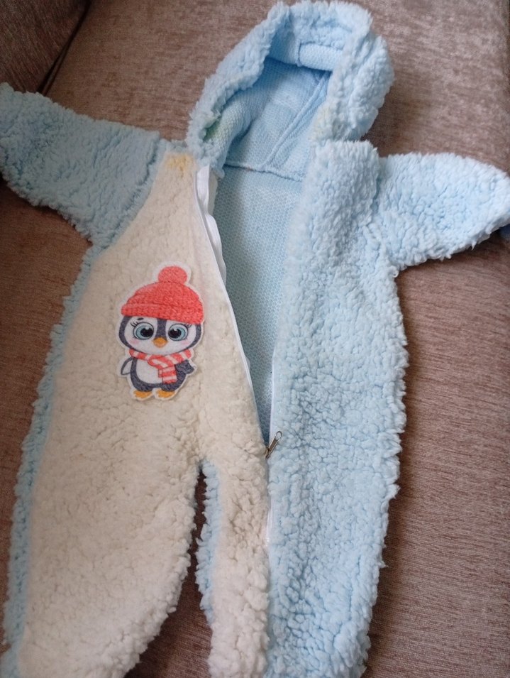 Kapüşonlu Mavi Bebek Tulum - Görsel 2