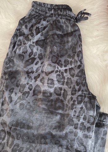 Gri Bağcıklı Salaş Kadın  Pantolon - Görsel 2