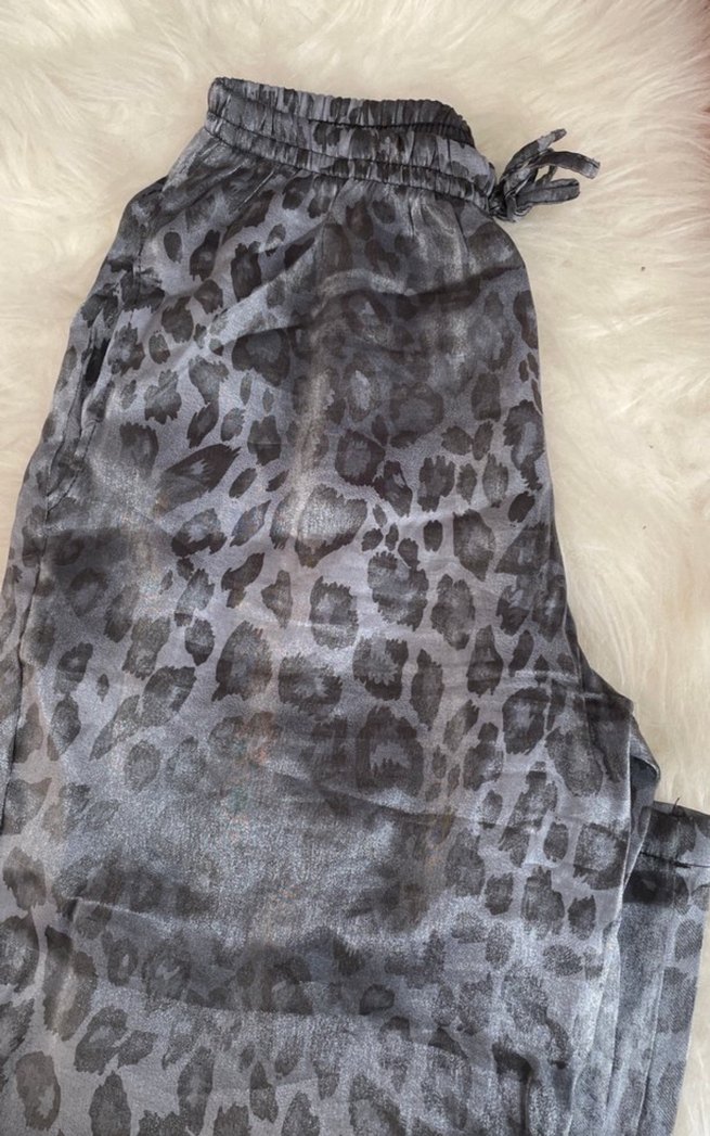 Gri Bağcıklı Salaş Kadın  Pantolon - Görsel 2