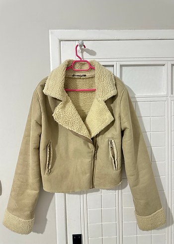 Bej Süet Kadın Kürklü Ceket - Görsel 2