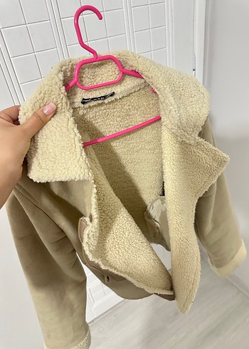 Bej Süet Kadın Kürklü Ceket - Görsel 5