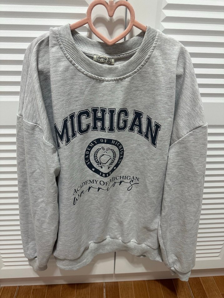 Gri Michigan Baskılı Örme Kadın Sweatshirt - Görsel 3