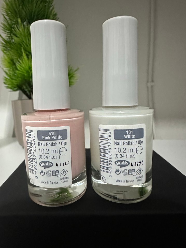 Pastel Beyaz ve pembe ikili  Oje - Görsel 3