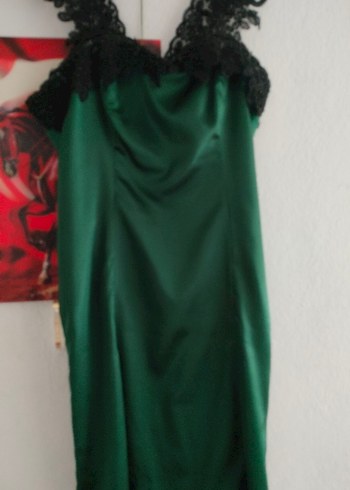 Yeşil kısa Abiye Elbise