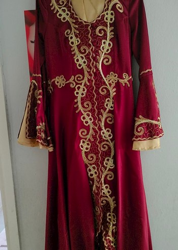 Bordo Nakışlı Kadın Kına Elbisesi