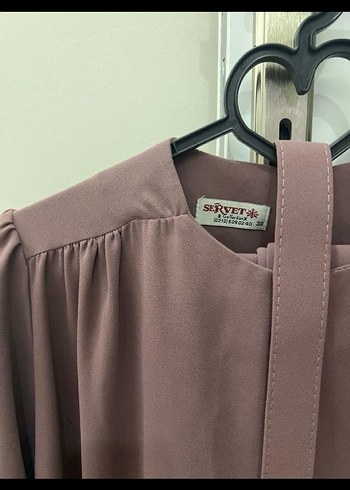 Gül kurusu Midi Kemerli Uzun Kollu Kadın Tunik takım - Görsel 2