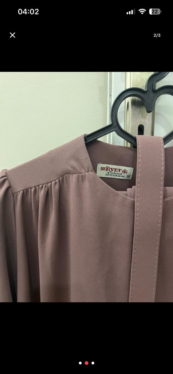 Gül kurusu Midi Kemerli Uzun Kollu Kadın Tunik takım - Görsel 2