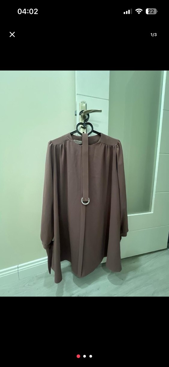 Gül kurusu Midi Kemerli Uzun Kollu Kadın Tunik takım - Görsel 3