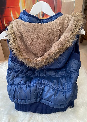 Çocuk Lacivert Kapüşonlu Fermuarlı Yelek - Görsel 2