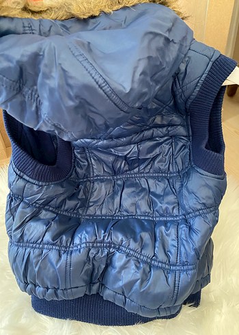 Çocuk Lacivert Kapüşonlu Fermuarlı Yelek - Görsel 3