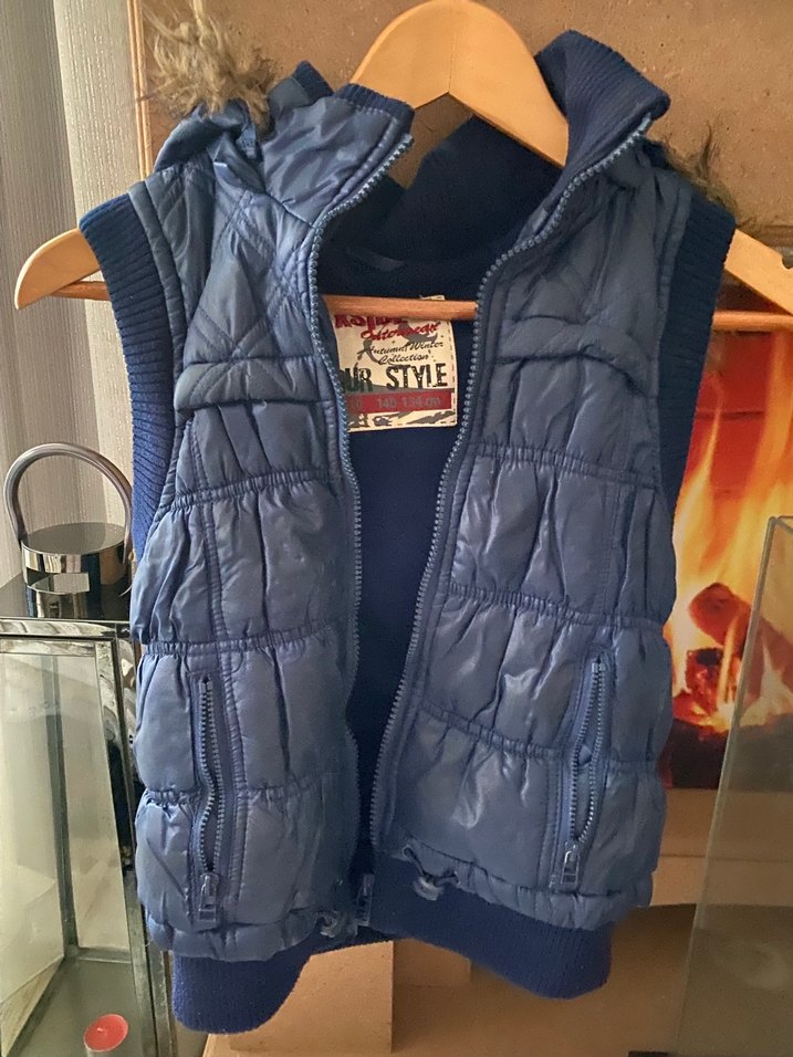 Çocuk Lacivert Kapüşonlu Fermuarlı Yelek - Görsel 5