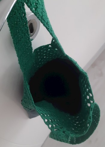 örgü Detaylı Yeşil Denim Kadın Çanta - Görsel 2